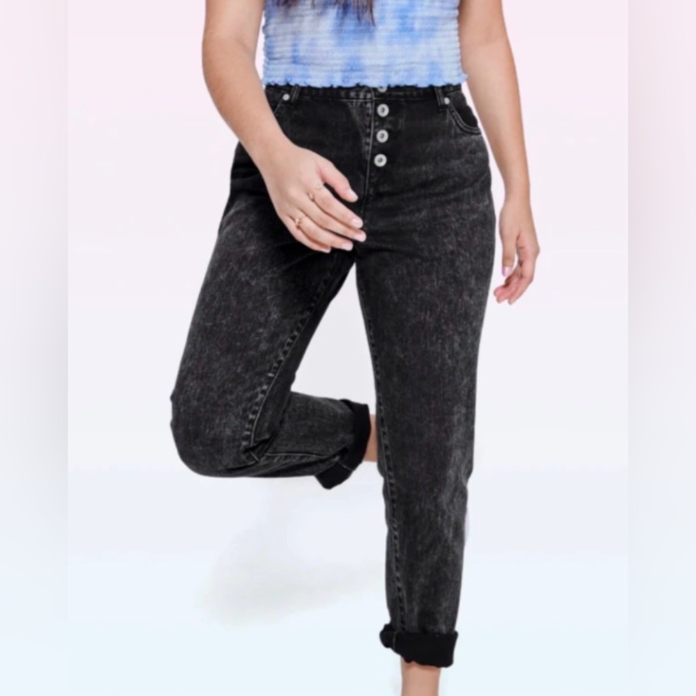 NWT Stylish Kids' Black Denim Jeans Button Fly Size 12